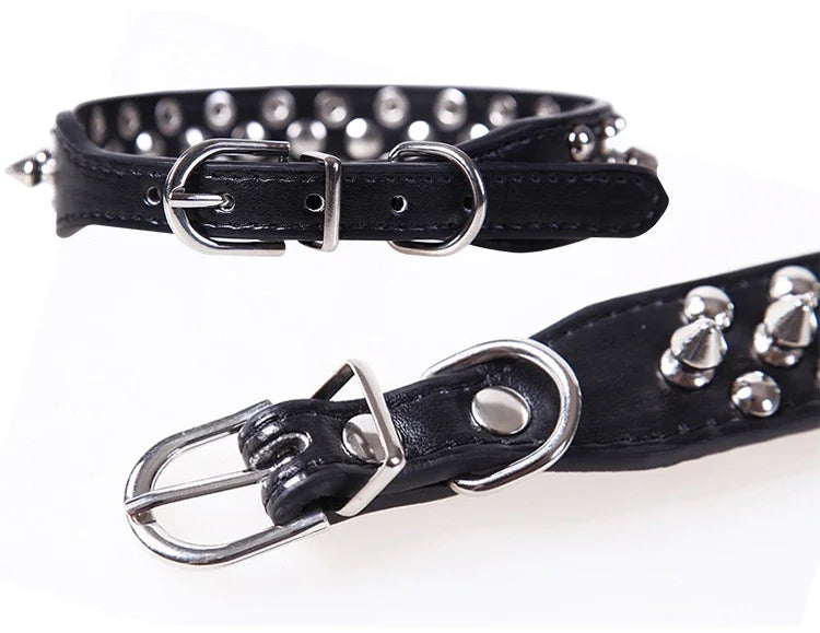 PU Leather Punk Rivet Spiked Collar for Small Dogs & Cats
