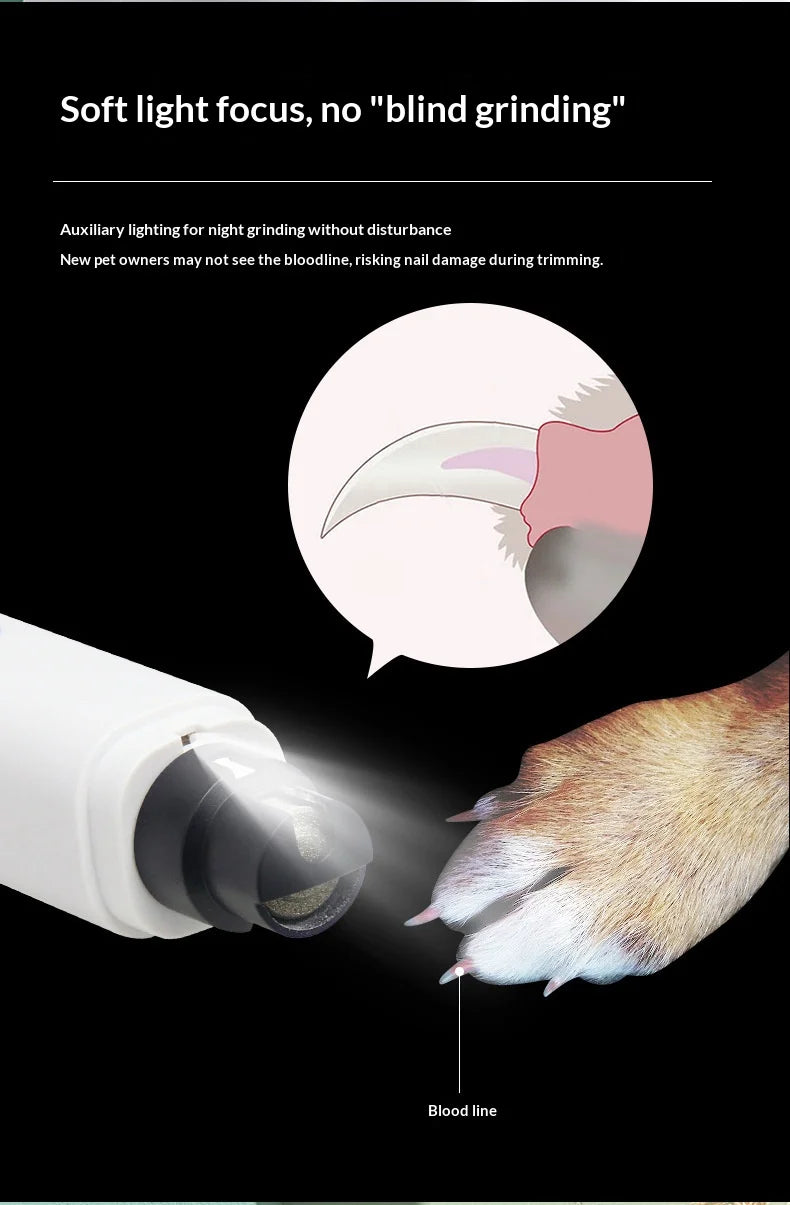 Quiet Pet Nail Grinder with Safety Guard & LED Light