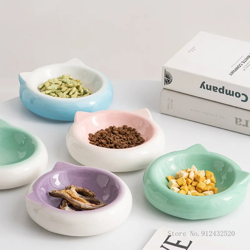 Cat Ear Ceramic Pet Bowl – Anti-Tip Food & Water Dish