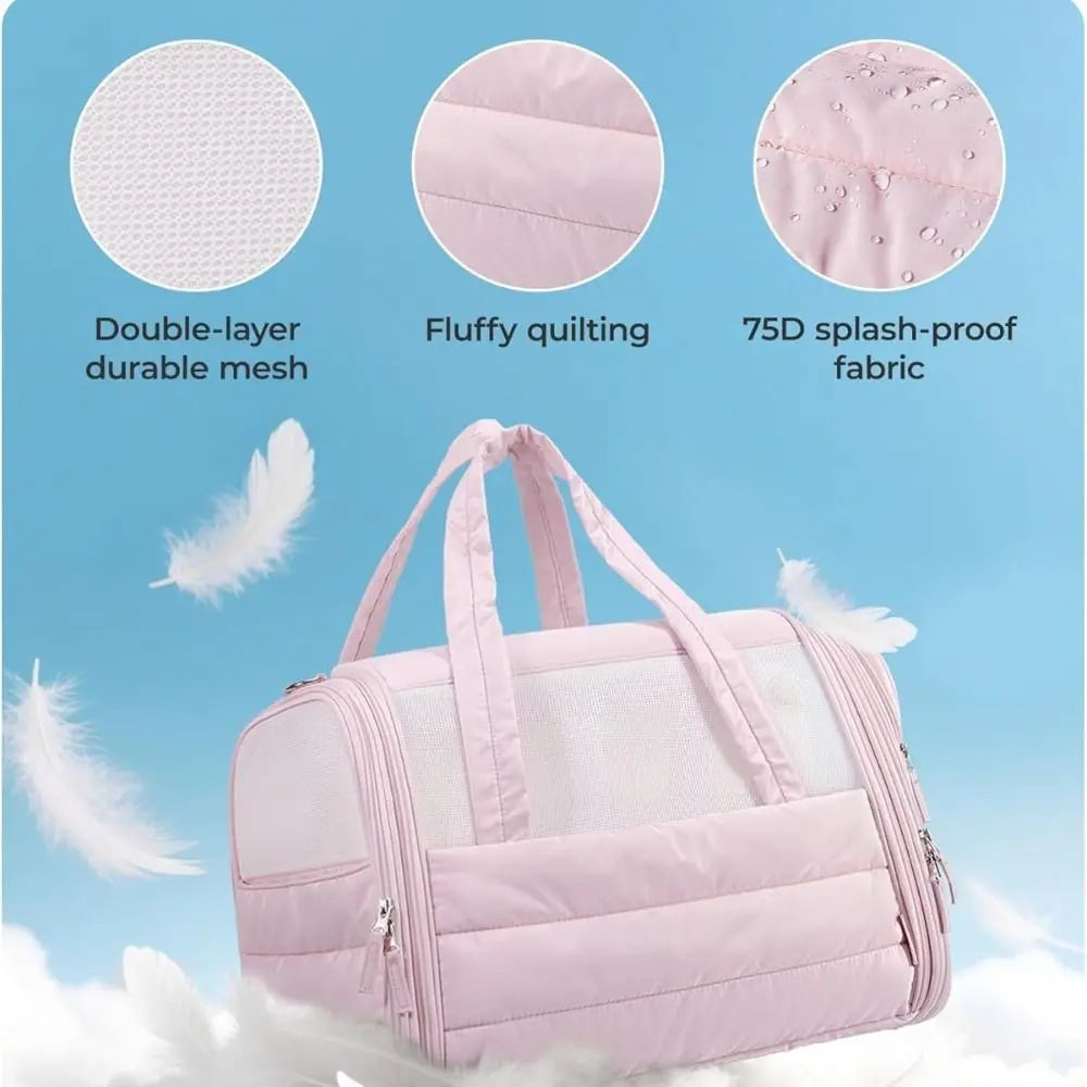 Quilted Pet Carrier with Mesh Panels & Removable Pad