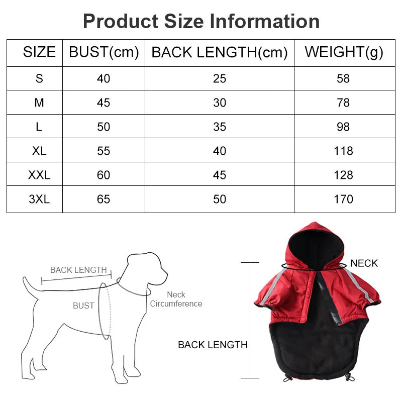 Imperméable pour chien à capuche avec liseré réfléchissant