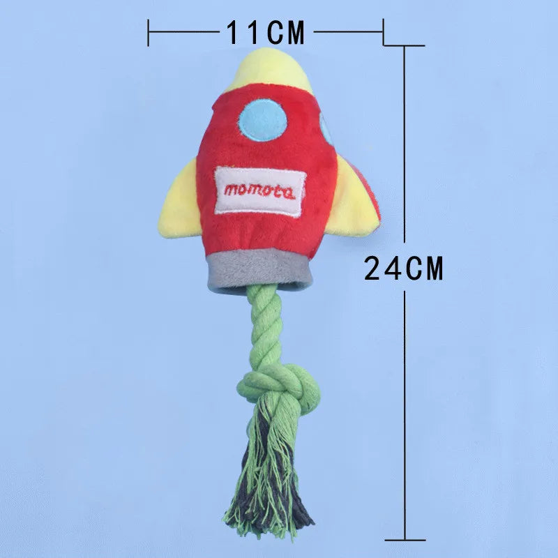 Plush Rocket Dog Toy - Bite Resistant Corduroy Chew Toy for All Dog Sizes
