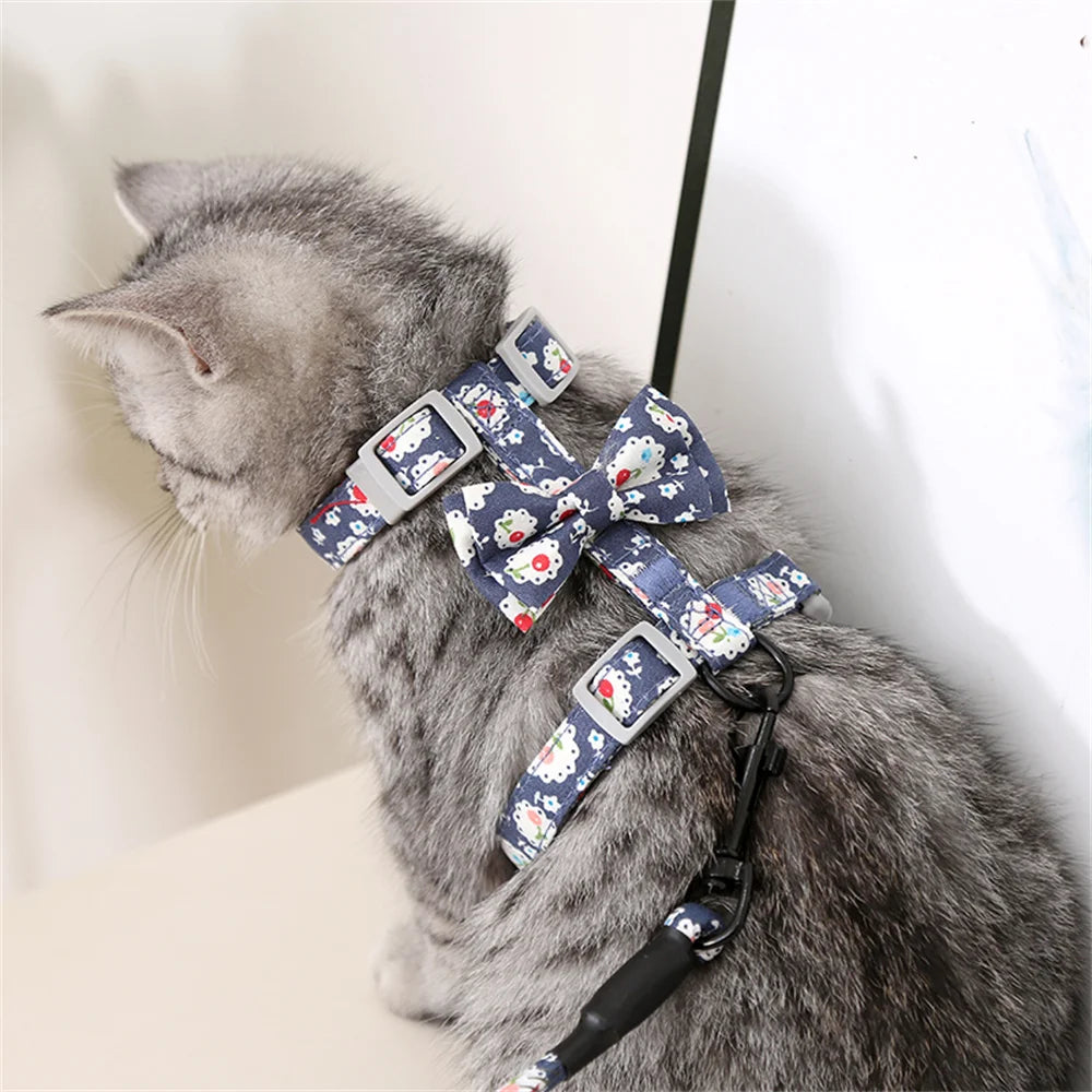Floral Print Harness & Leash Set for Cats & Small Dogs