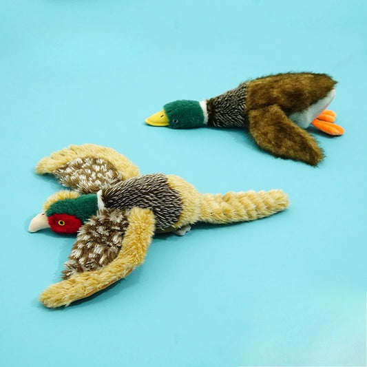 Plush Duck Squeaky Dog Toy with Dental Cleaning Benefits