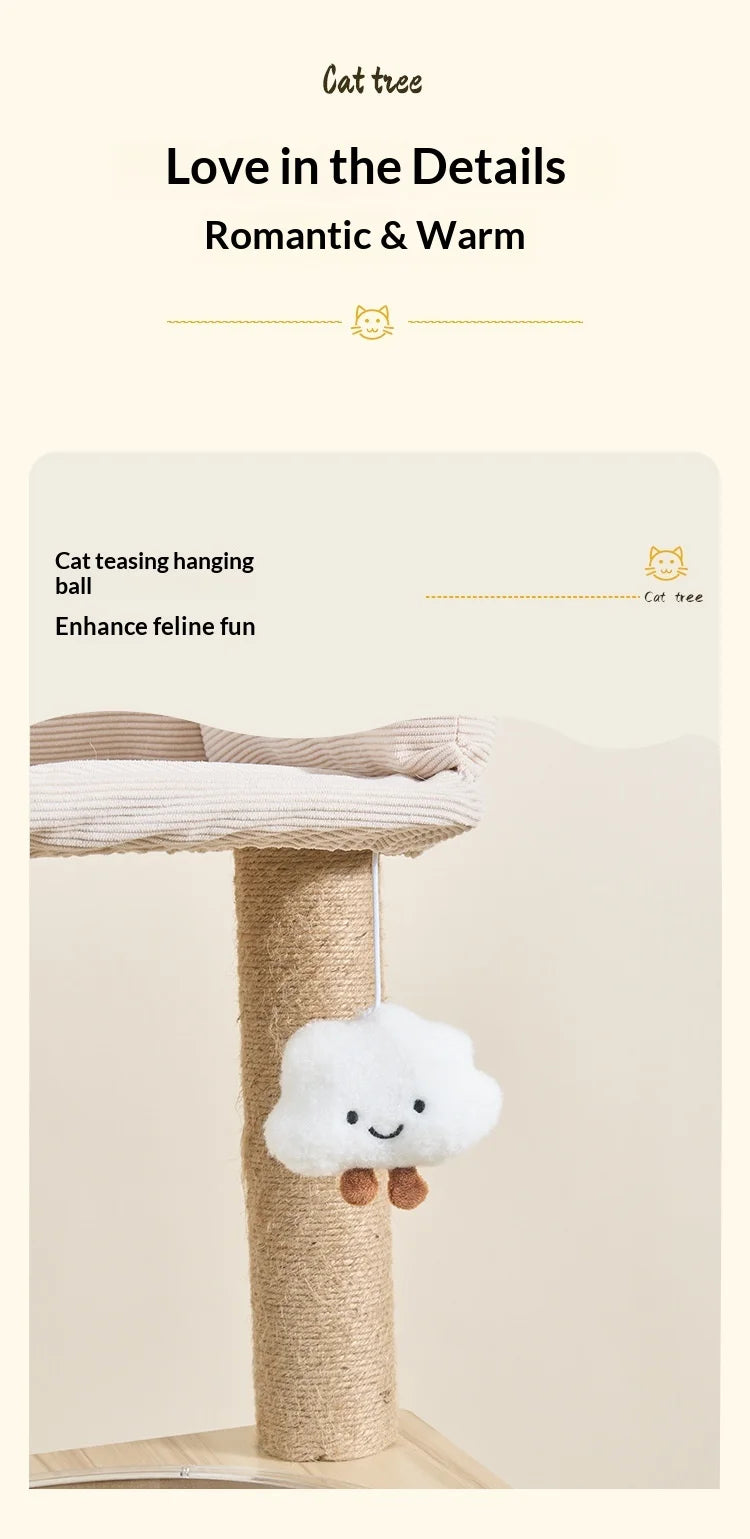 Wooden Cat Tree with Capsule House