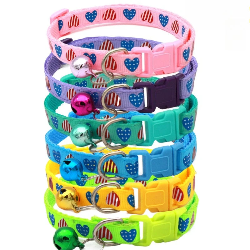 Cartoon Heart Cat Collar with Safety Bell