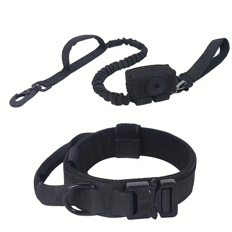 Tactical Military Nylon Dog Collar with Control Handle & Metal Buckle