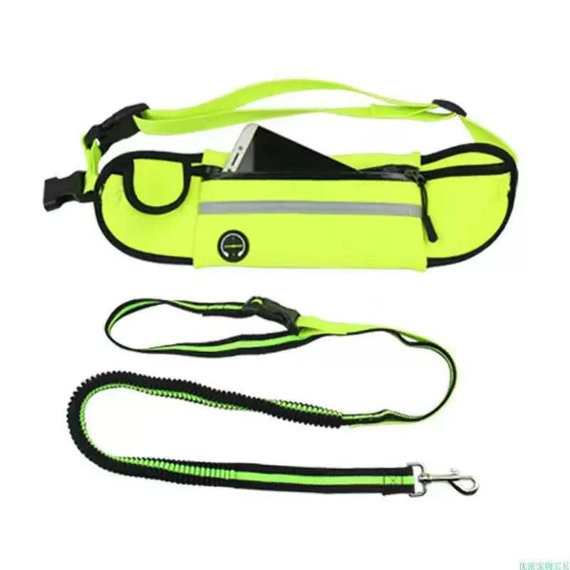 Hands-Free Running Dog Leash Set with Waist Bag & Reflective Belt