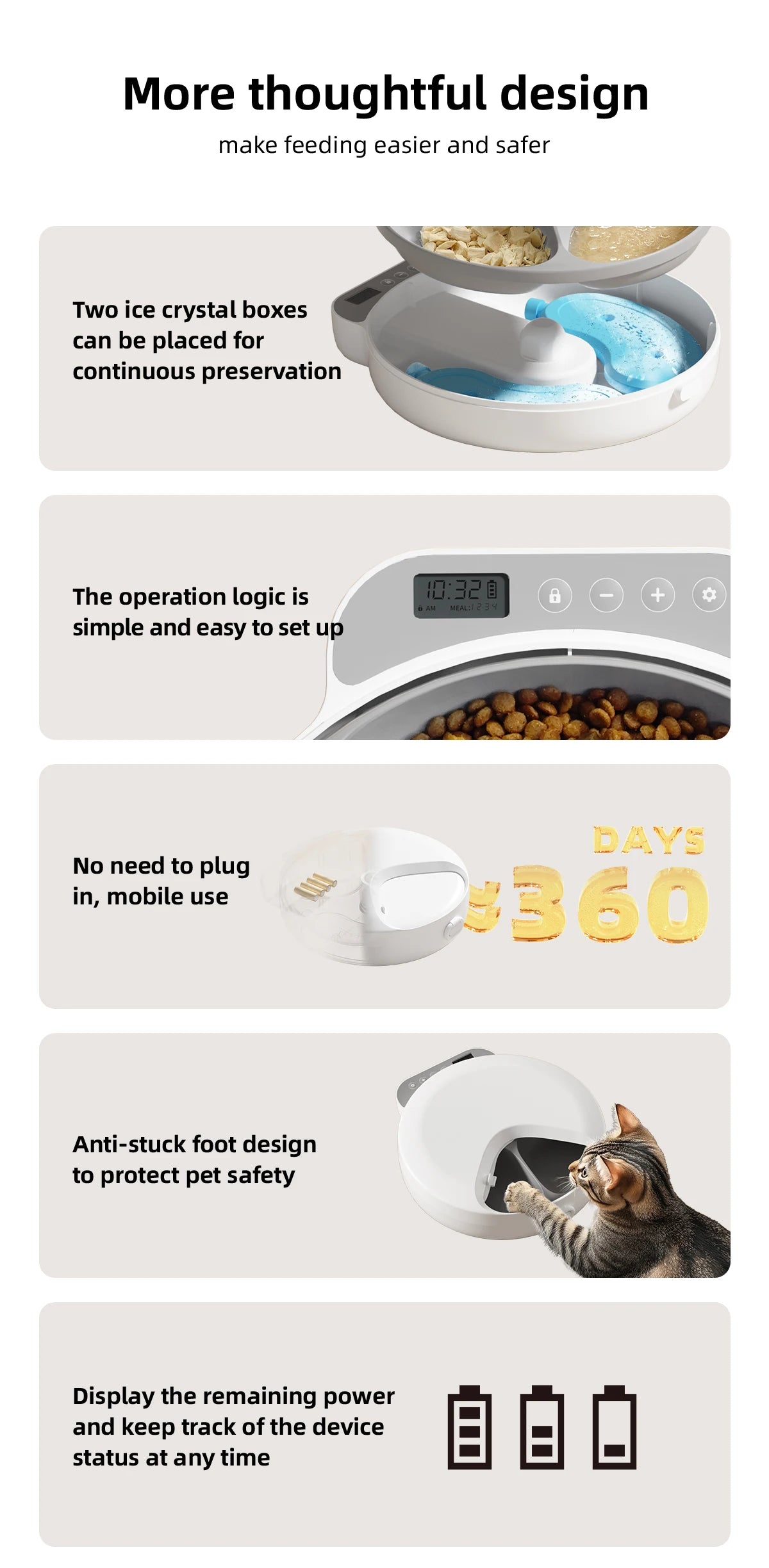 Automatic Four-Meal Pet Feeder for Wet & Dry Food