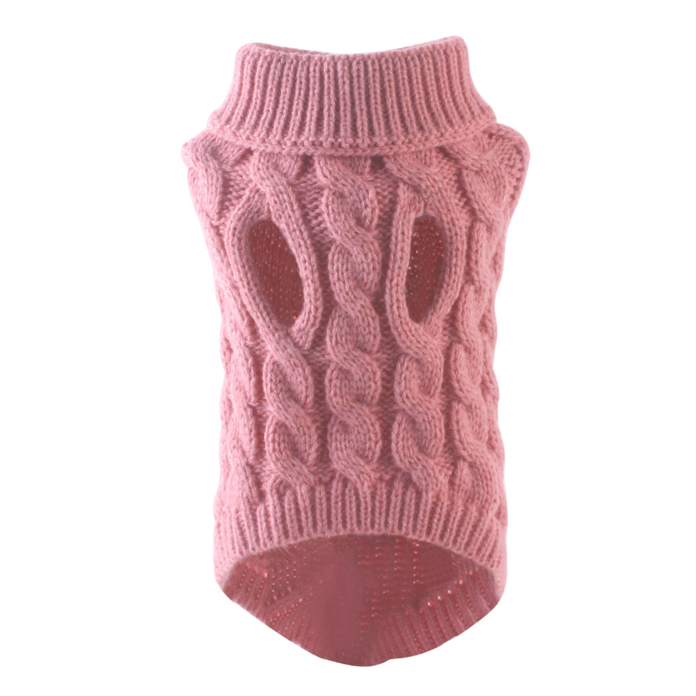 Pull tricoté à col roulé pour chien