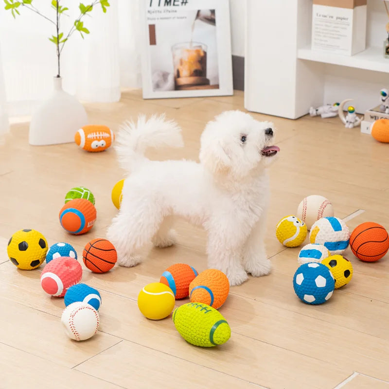 Squeaky Latex Dog Ball – Sports Style Chew Toy