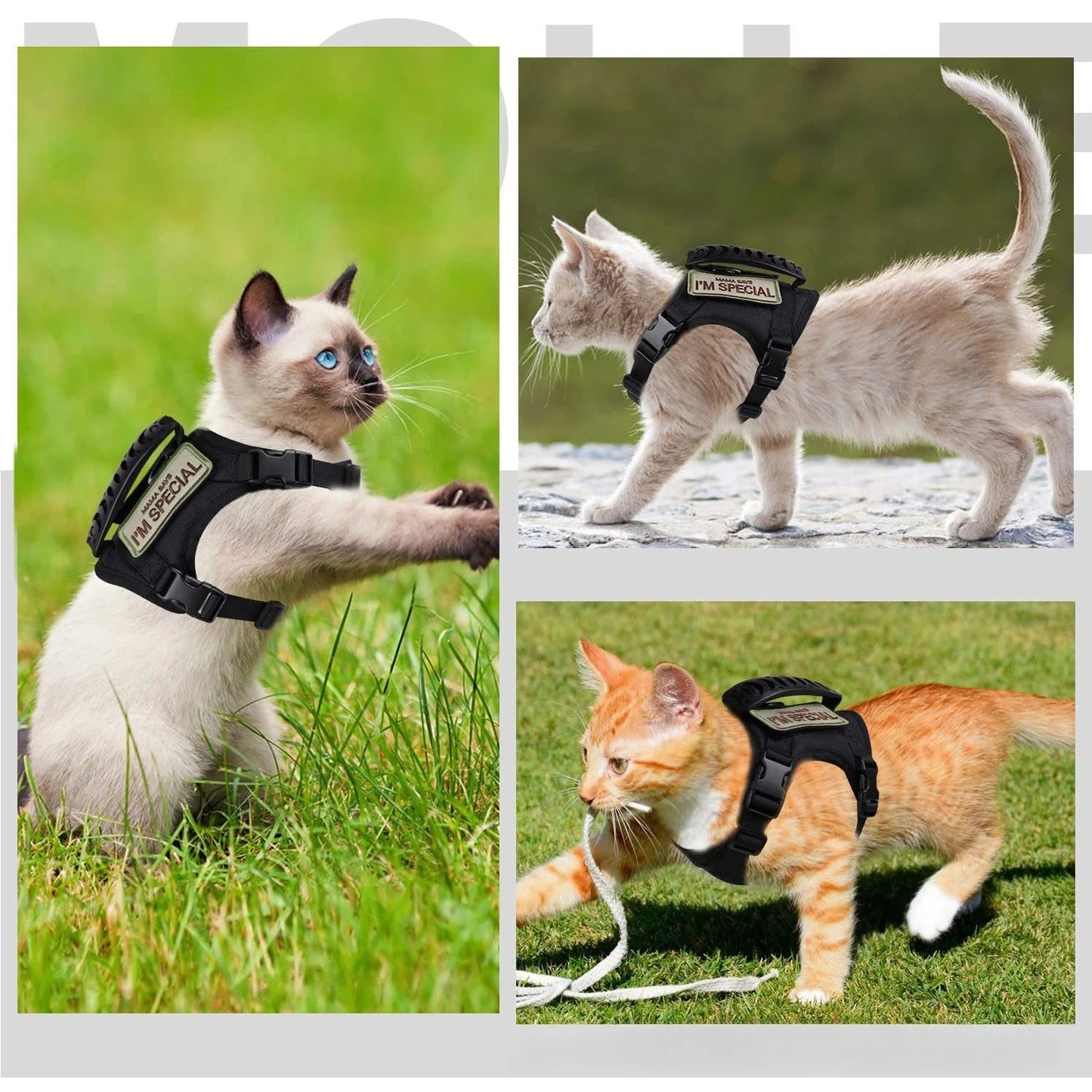 Tactical Vest Harness for Cats & Small Dogs with Bonus Stickers
