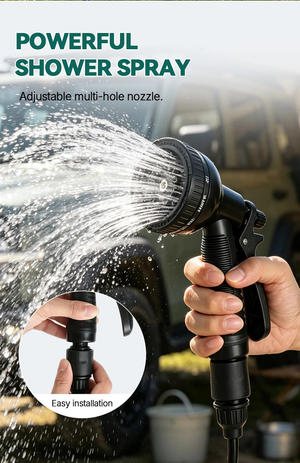 Portable Manual Camping Shower Pump with 3m Hose