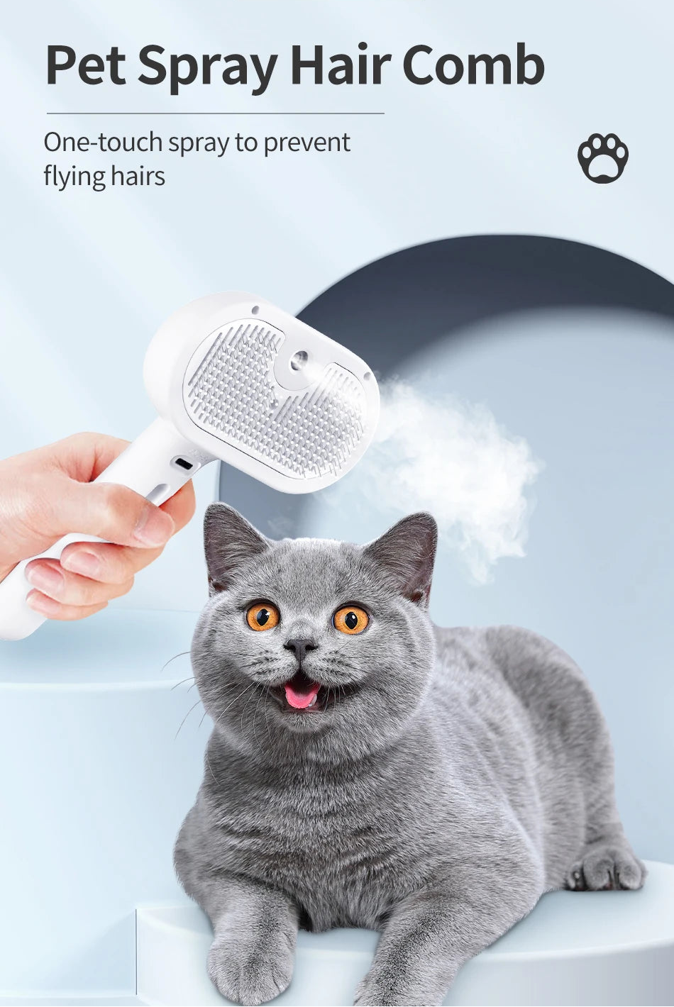 Brosse à vapeur pour poils d'animaux — Brosse de toilettage électrique pour chats et chiens