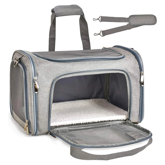 Collapsible Mesh Pet Carrier with Padded Shoulder Strap