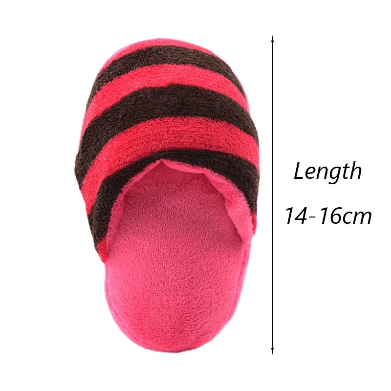 Squeaky Plush Slipper Chew Toy for Small Dogs
