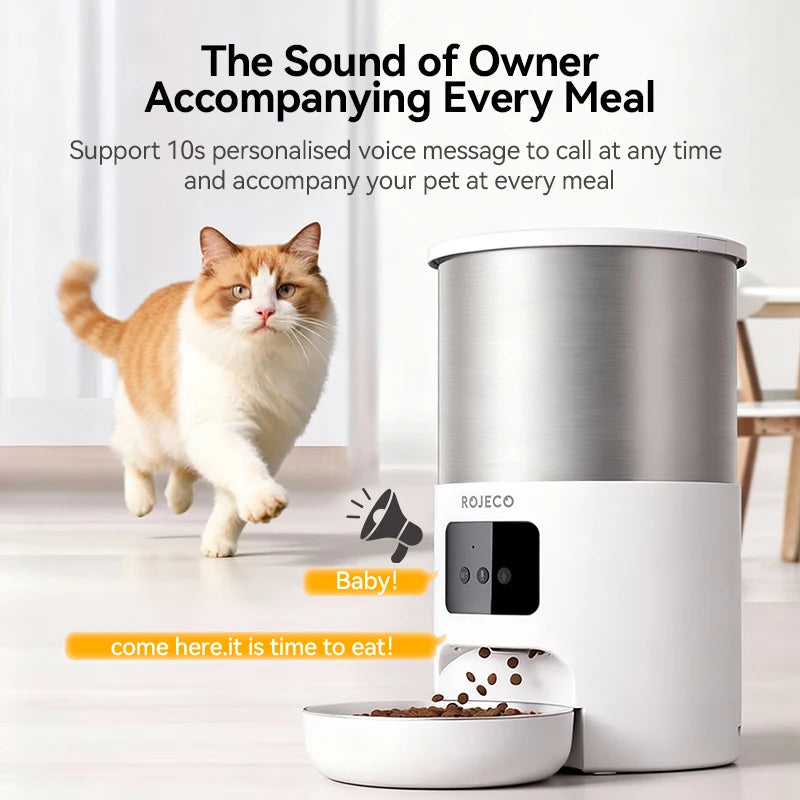 Distributeur automatique intelligent pour animaux de compagnie en acier inoxydable de 4,5 L avec Wi-Fi et enregistrement vocal