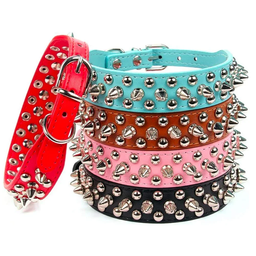 PU Leather Punk Rivet Spiked Collar for Small Dogs & Cats