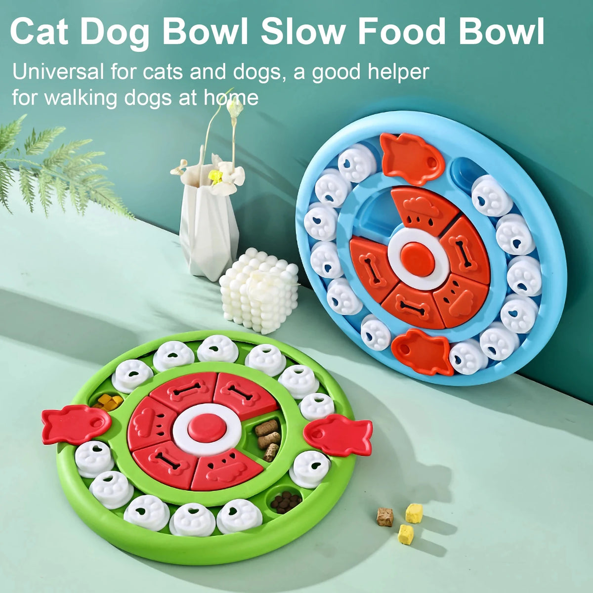 Non-Slip Puzzle Slow Feeder Bowl – Interactive Food Game for Dogs & Cats