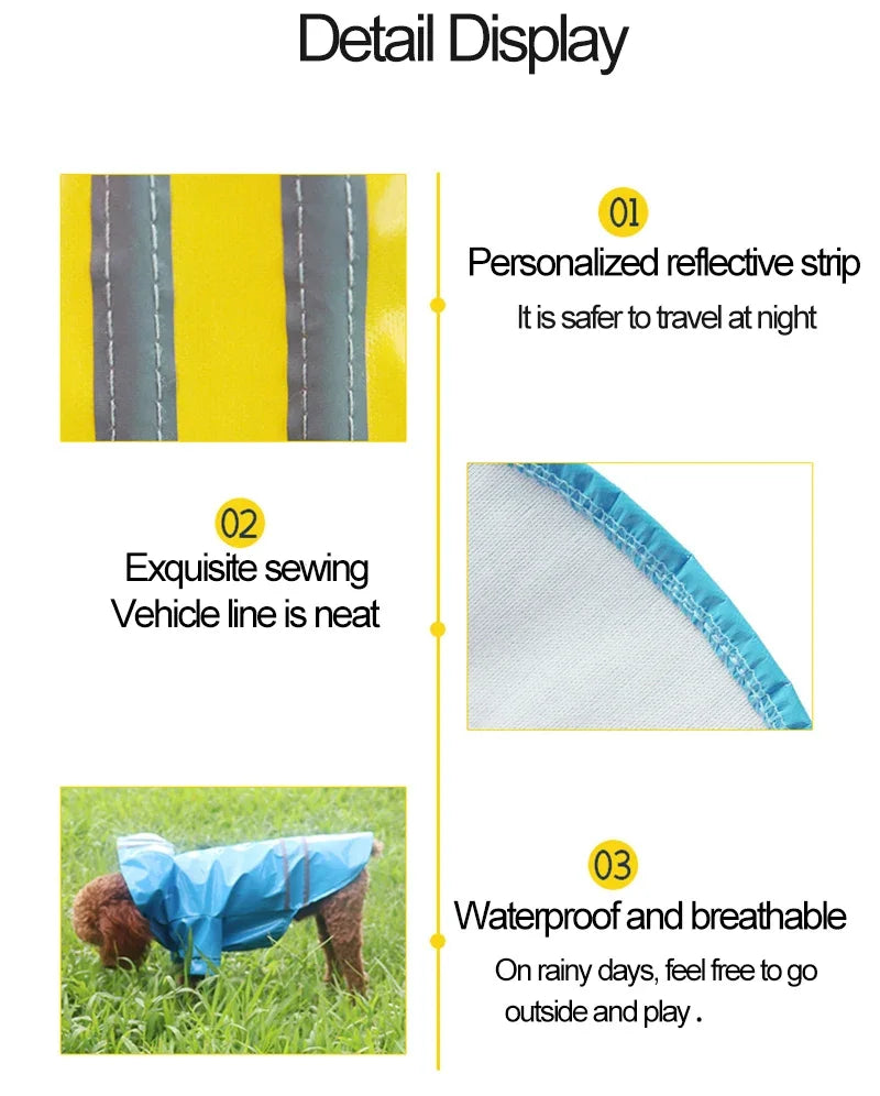 Imperméable réfléchissant pour chien | Cape Poncho coupe-vent pour petits chiens et chats