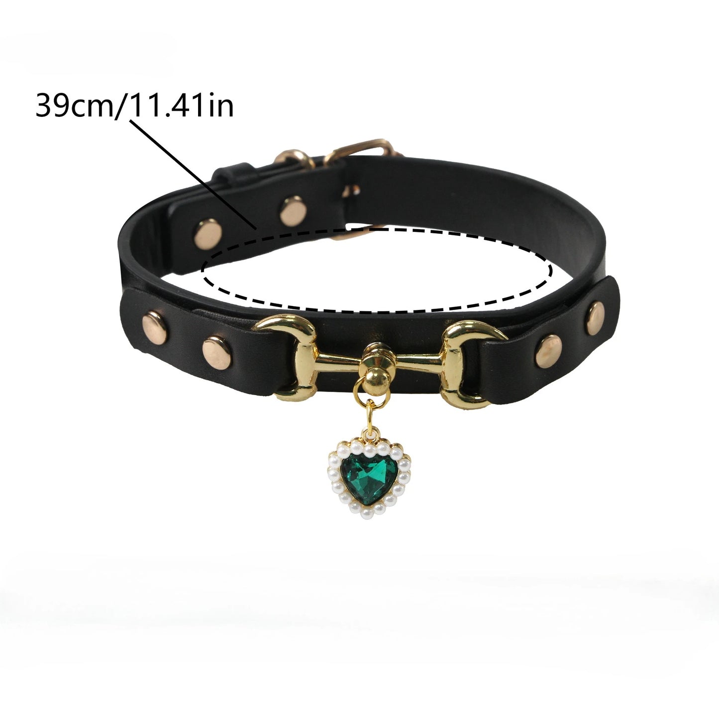 Heart Print Leather Collar for Small Dogs & Cats