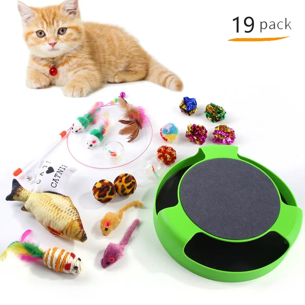 Foldable Cat Play Tunnel Tent - Interactive Toy with Balls & Mouse