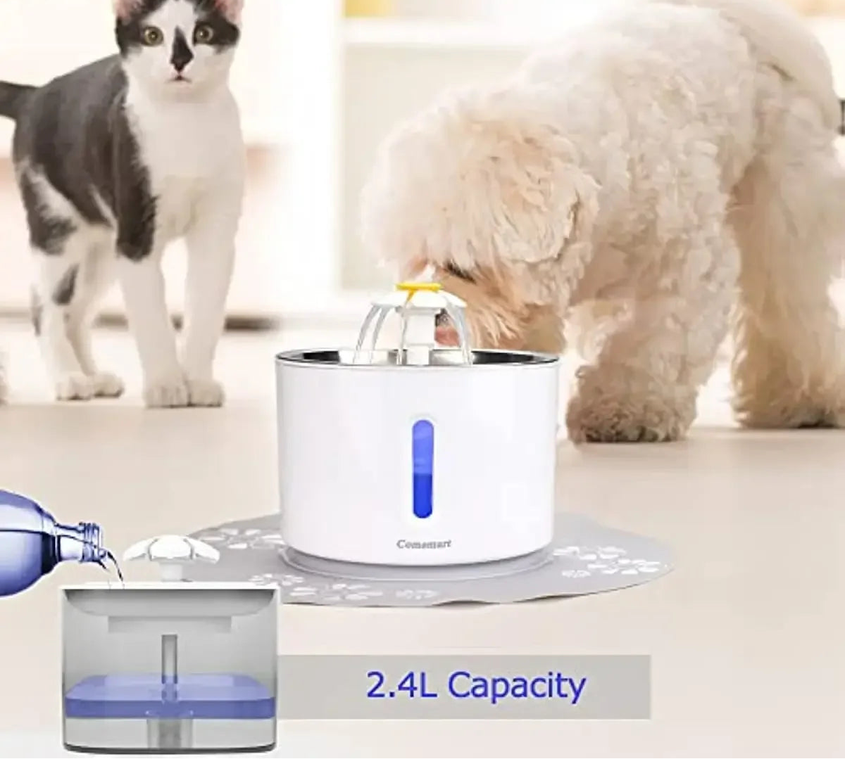 Cat Water Fountain - 2.4L Stainless Steel Automatic Pet Drinking Fountain
