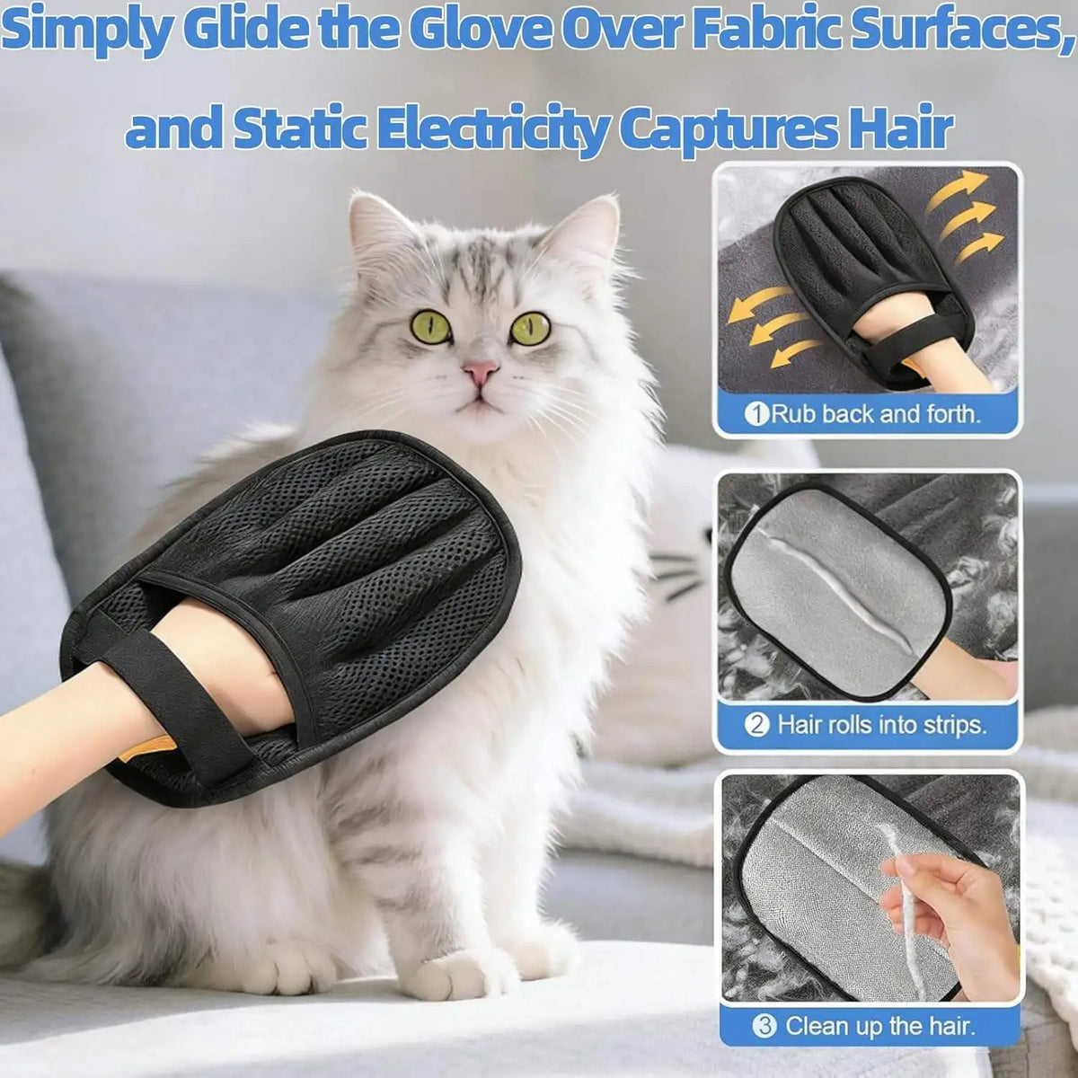 Reusable Double-Sided Pet Hair Removal Gloves