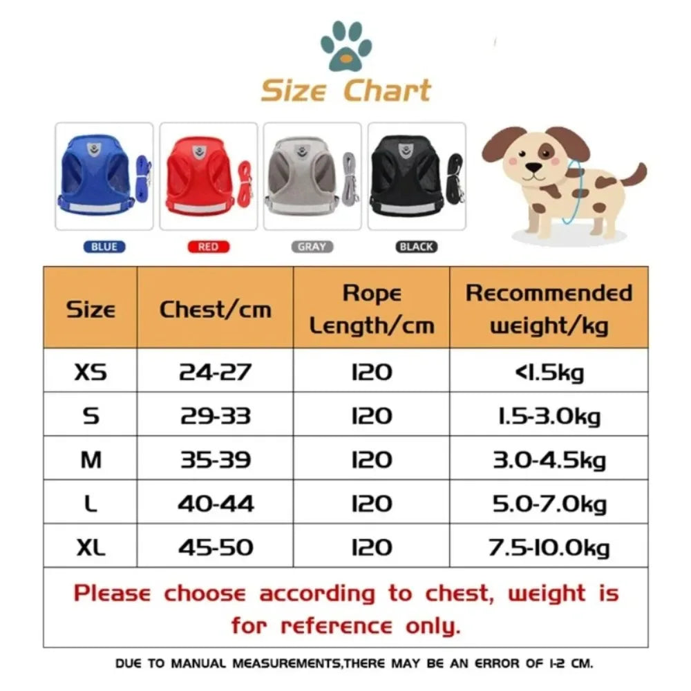 Ensemble harnais et laisse anti-évasion pour animaux de compagnie – Gilet en maille réfléchissante pour chats et petits chiens