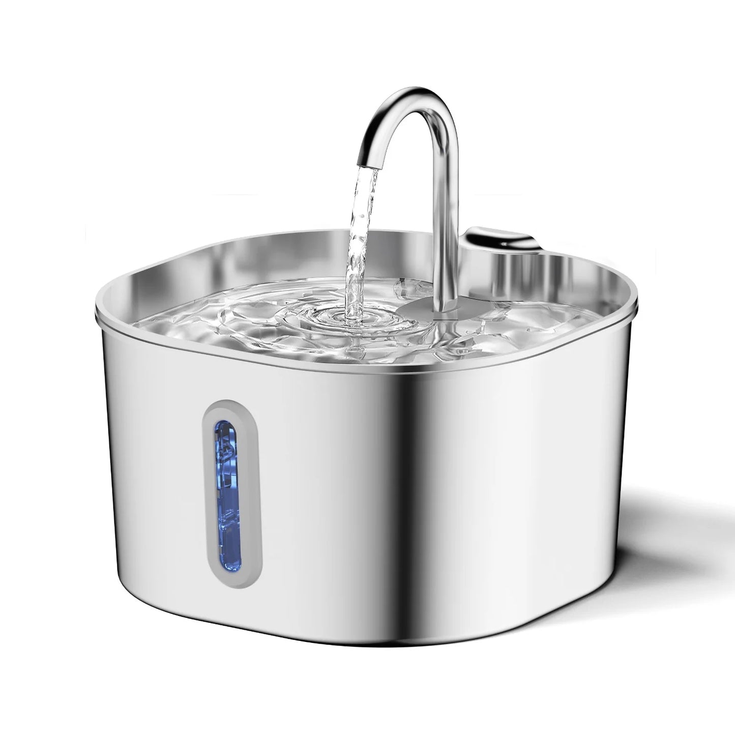ZYfeeder Fontaine à eau pour animaux de compagnie en acier inoxydable de 2,2 L, fontaine d'eau artésienne pour chats, pompe à eau ultra-silencieuse avec filtre