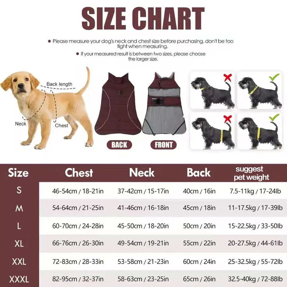 Waterproof Reflective Dog Jacket for Large Dogs