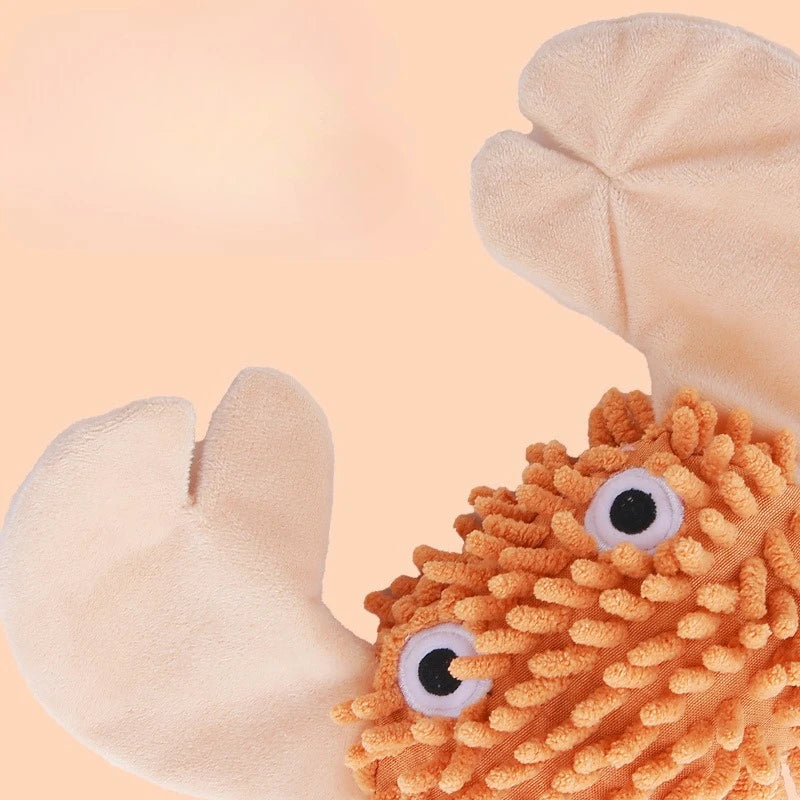 Peluche de créature marine en velours pour chien - Jouet à mâcher couineur pour petits chiens