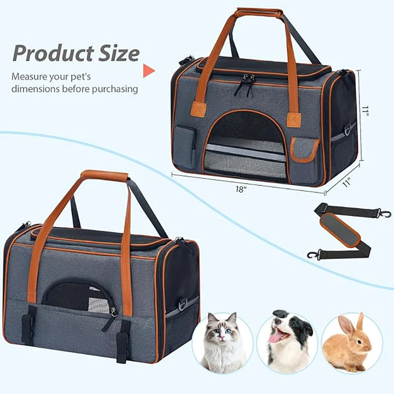 Anti-Collapse Pet Carrier Handbag with Storage Pockets