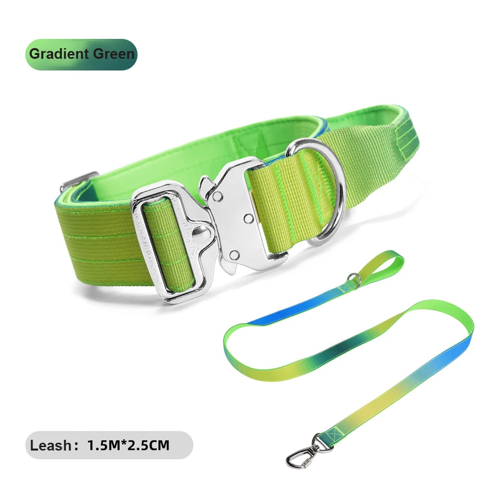 Wide Padded Dog Collar with Handle | Gradient Design for Large Dogs