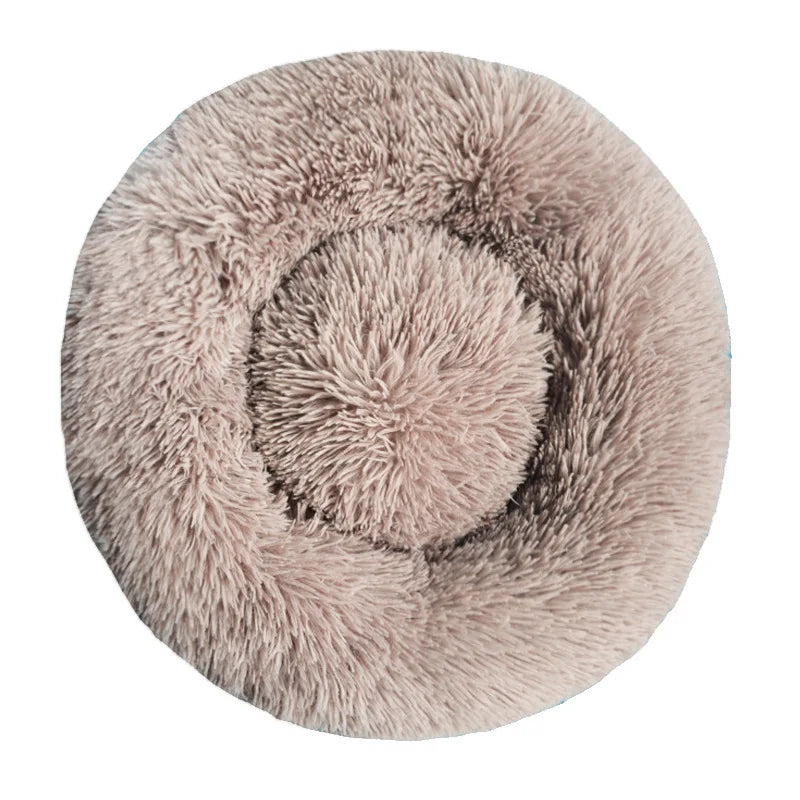 Round Plush Pet Bed — Washable Warm Basket for Dogs & Cats, 6 Sizes