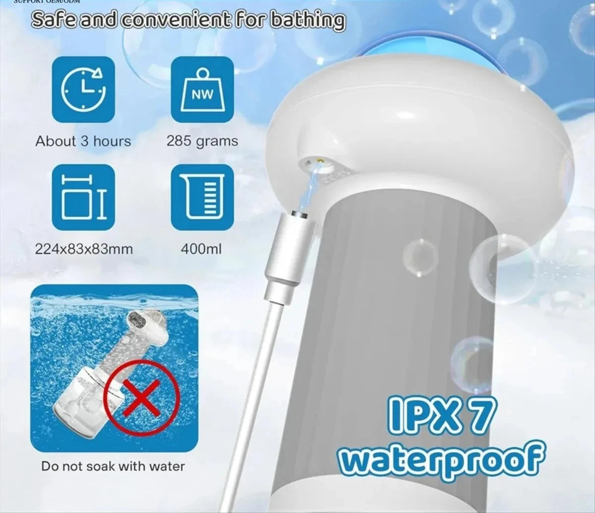 Electric Foam Soap Dispenser - Rechargeable & Waterproof