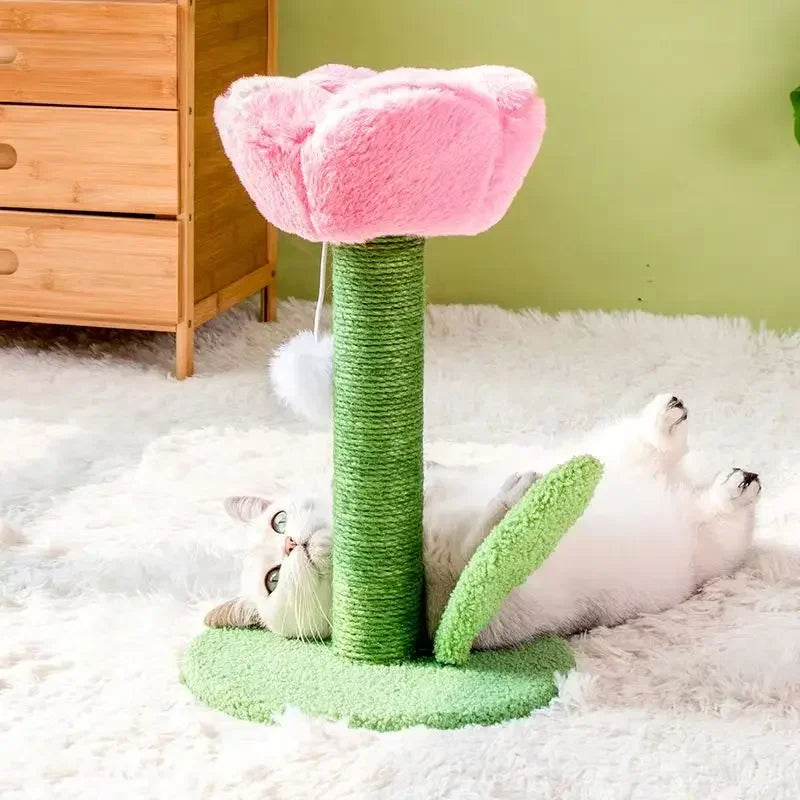 Tulip Cat Tower with Sisal Scratching Post & Kitten Teaser