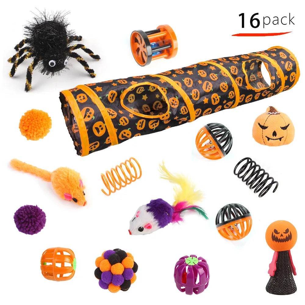 Halloween Cat Toy Variety Set with Wand, Mouse and Bell