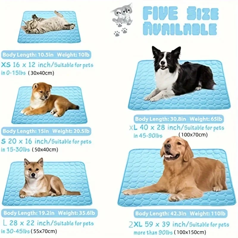 Pet Cooling Mat & Sleeping Pad — Water-Absorbing Summer Dog Bed for Crate, Car, Patio & Outdoor Use