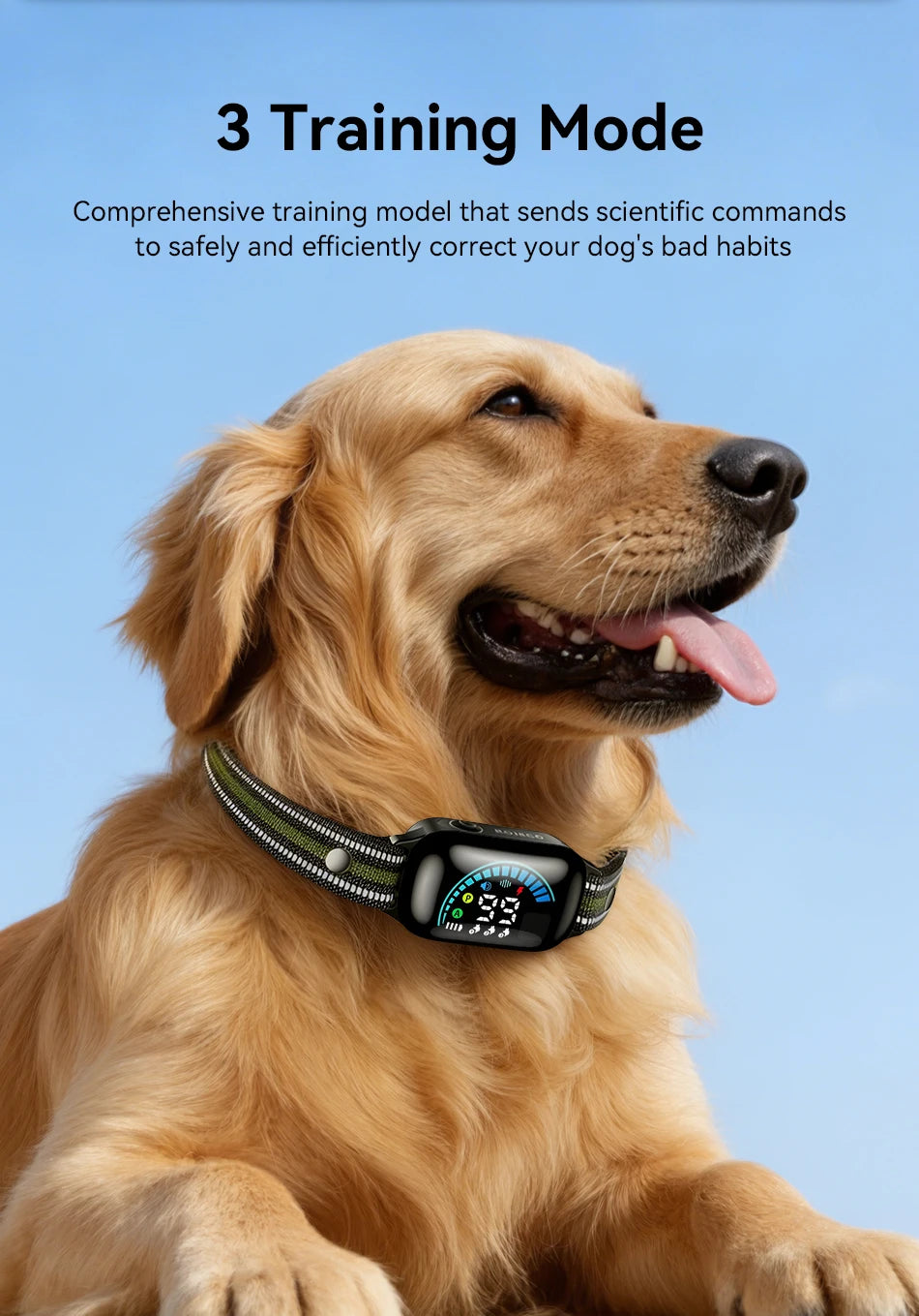 Collier de dressage pour chien avec télécommande 1000m, vibrations et anti-aboiements