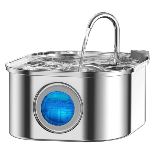 Smart Pet Water Fountain 3.2L - Stainless Steel with Visual Window