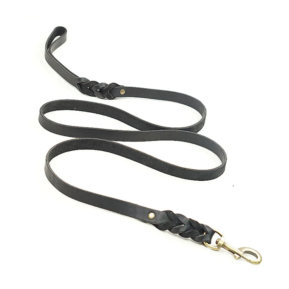 Soft Braided Real Leather Dog Lead – For Walking & Training Small, Medium & Large Dogs