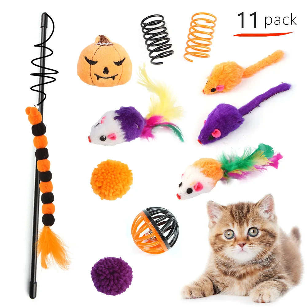 Interactive Cat Toy Variety Set with Wand, Mouse and Bell
