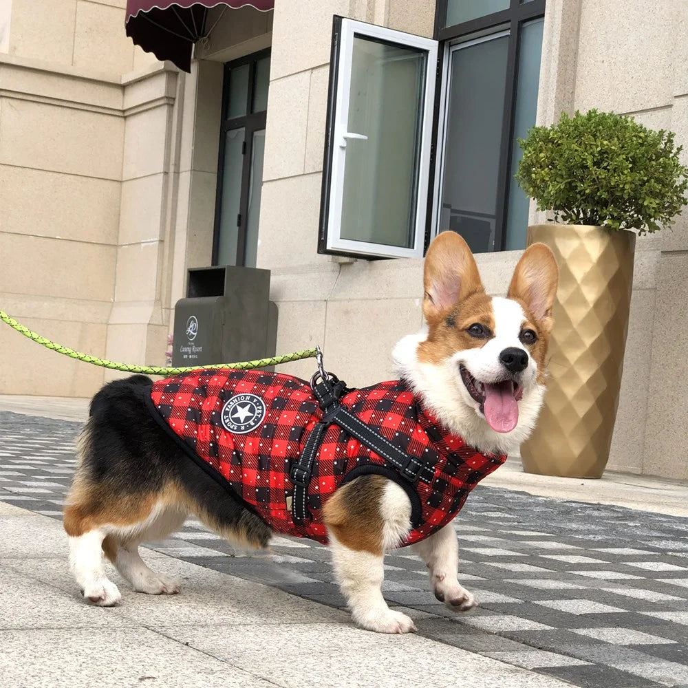 Reflective Fleece Dog Jacket with Integrated Harness