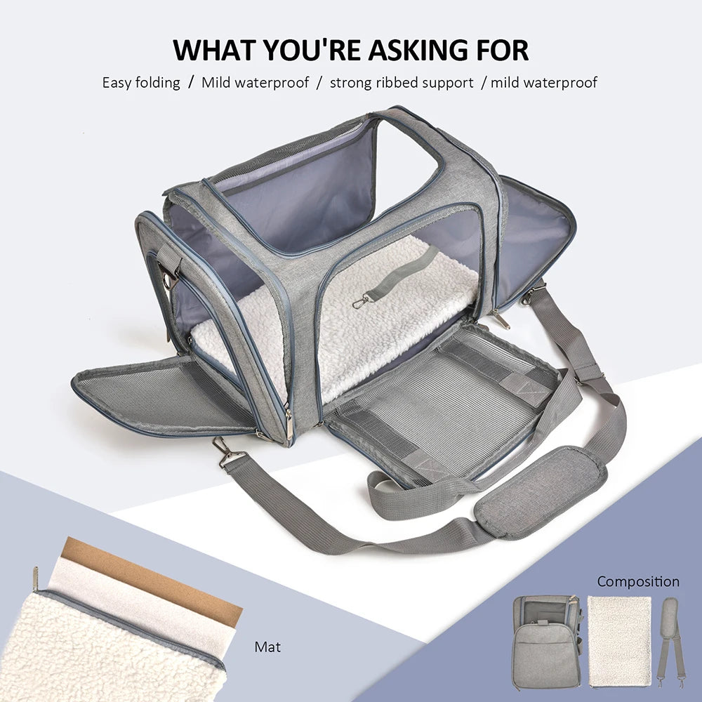 Soft-Sided Pet Travel Carrier with Fleece Pad