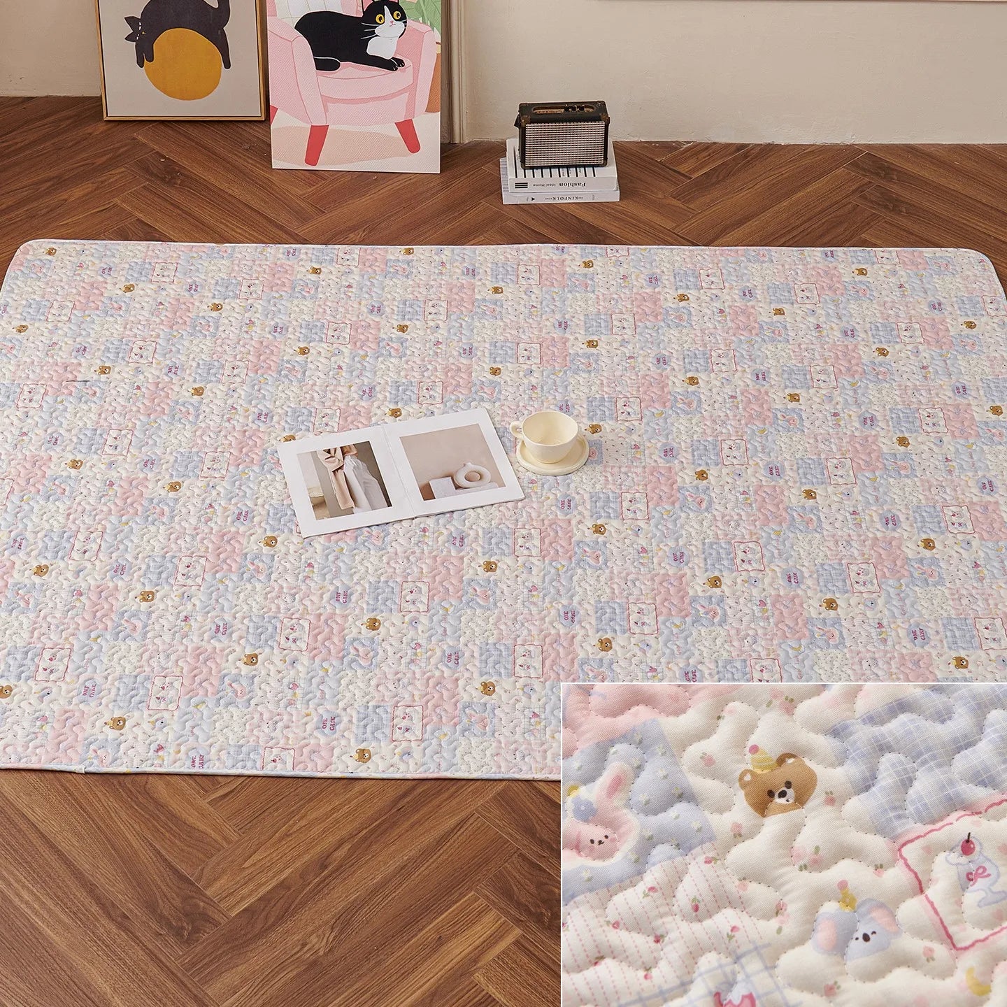Washable Cotton Pet Floor Mat – Multi-Use Bedding Pad