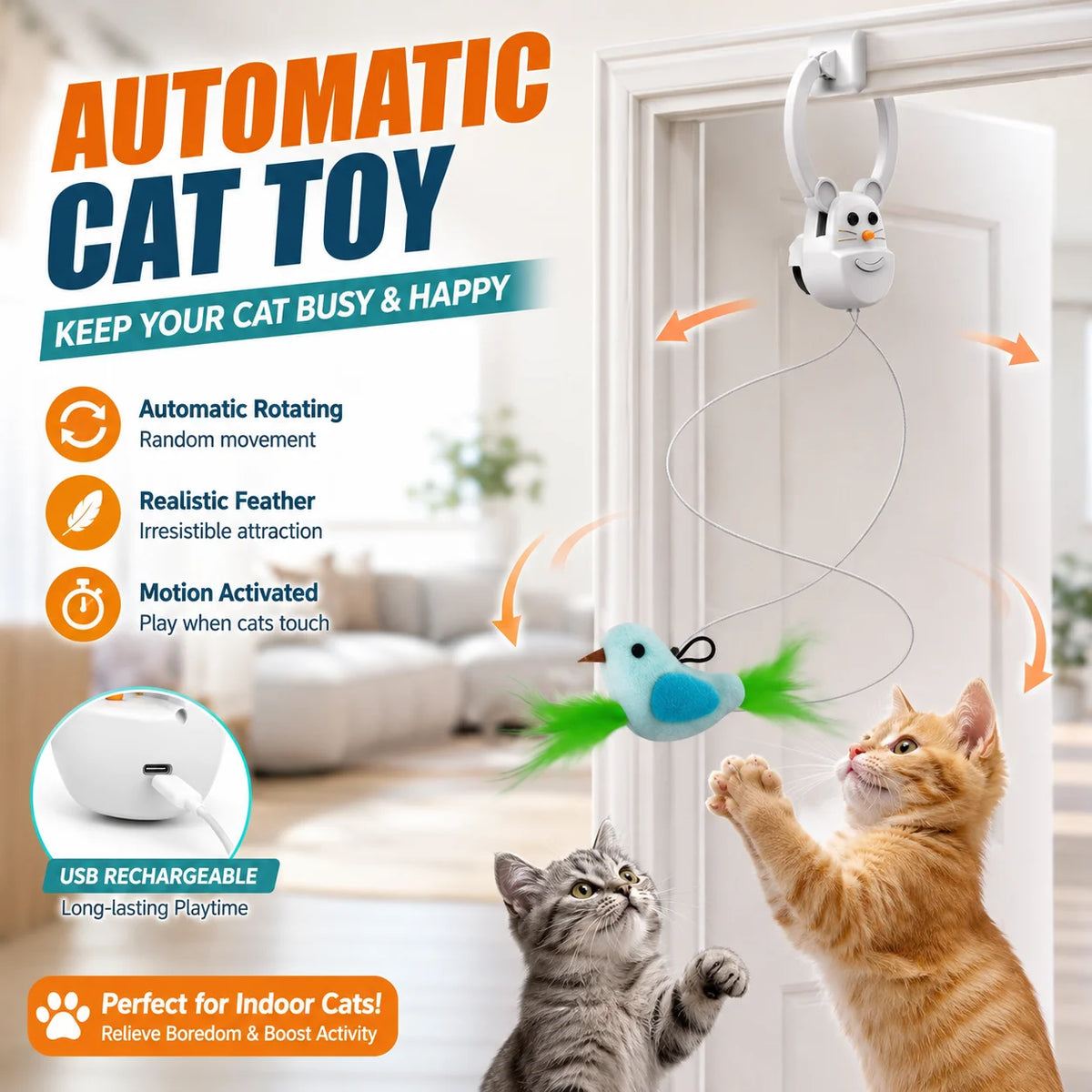 Automatic Door-Mounted Feather Cat Toy