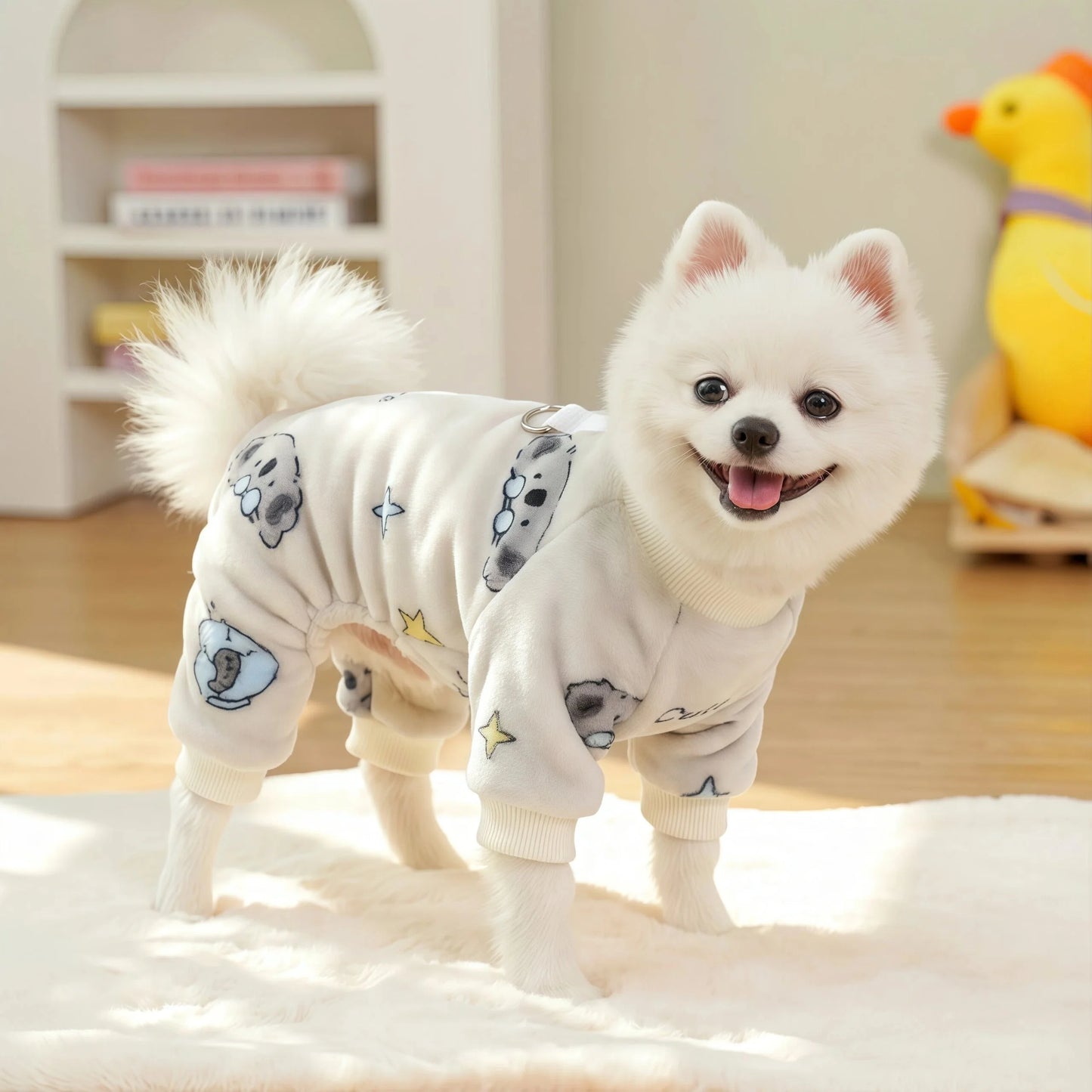 Fleece Dog & Cat Jumpsuit with Leash Ring | Soft Warm Autumn Winter Coat for Puppies to Large Dogs
