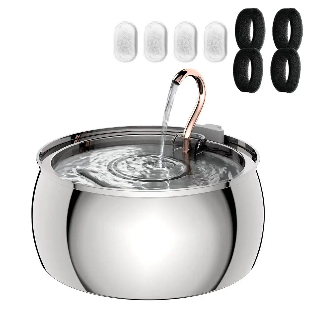 4L Ultra-Quiet Stainless Steel Pet Water Fountain — Filtered Dispenser for Cats & Dogs