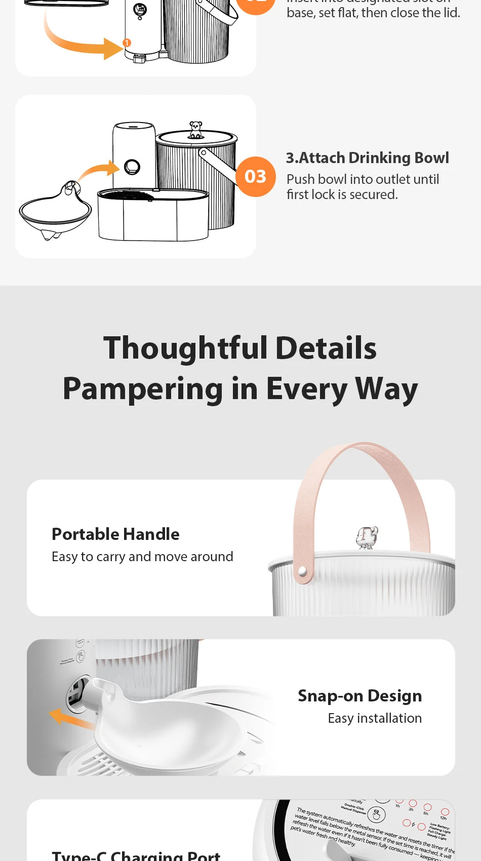 Wireless Smart Cat Water Fountain — 3L Tilting Dispenser with 2600mAh Battery & No-Filter Design